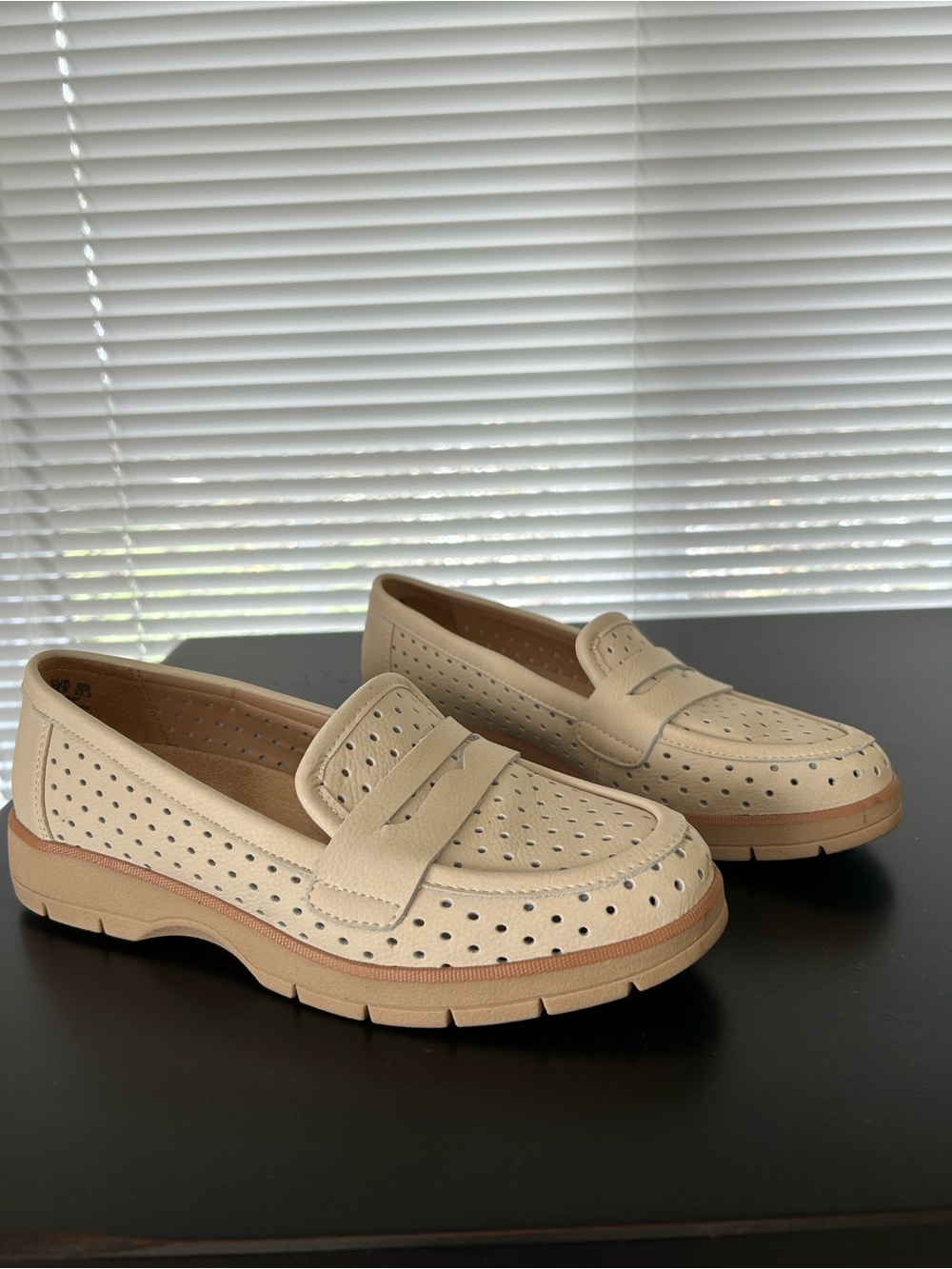 Dr. Scholl's Tan Perforated Penny Loafers